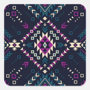 Dark tribal Navajo, vintage geometric. Square Sticker
