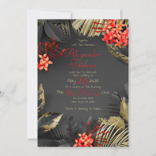 Dark Tropical Themed Wedding Invitation
