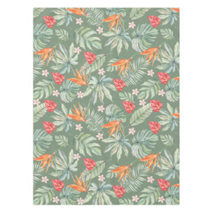 Dark Tropics Flower Foliage Fantasy with Monogram Tablecloth
