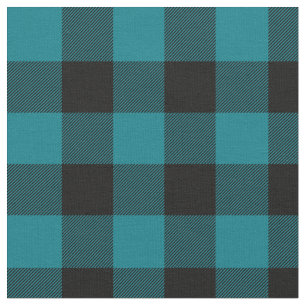 Dark Turquoise and Black Buffalo Plaid Fabric