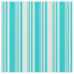 Dark Turquoise and White Stripes Pattern Fabric