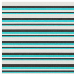 Dark Turquoise, Black, and White Coloured Stripes Fabric
