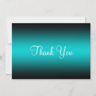Dark Turquoise Black Edge Gradient Thank You Card