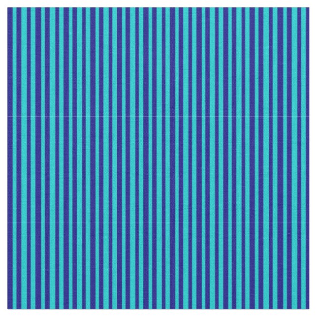 Dark Turquoise & Blue Coloured Stripes Fabric (Close Up)