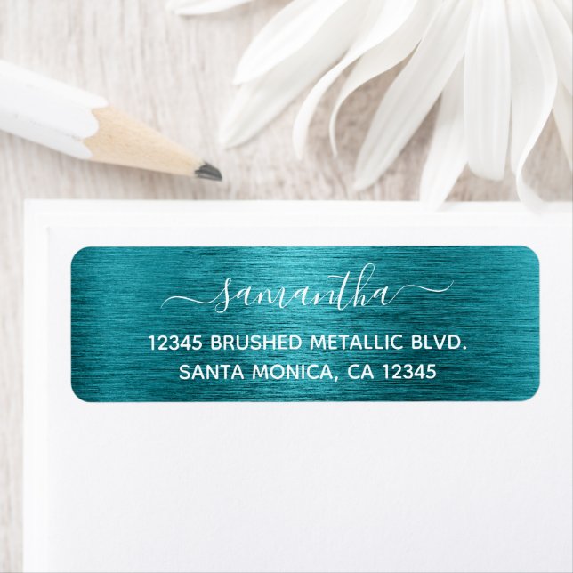 Dark Turquoise Brushed Metallic Elegant Name (Insitu)