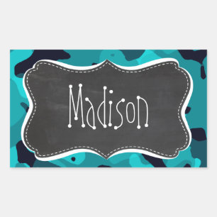 Dark Turquoise Camo; Chalkboard look Sticker
