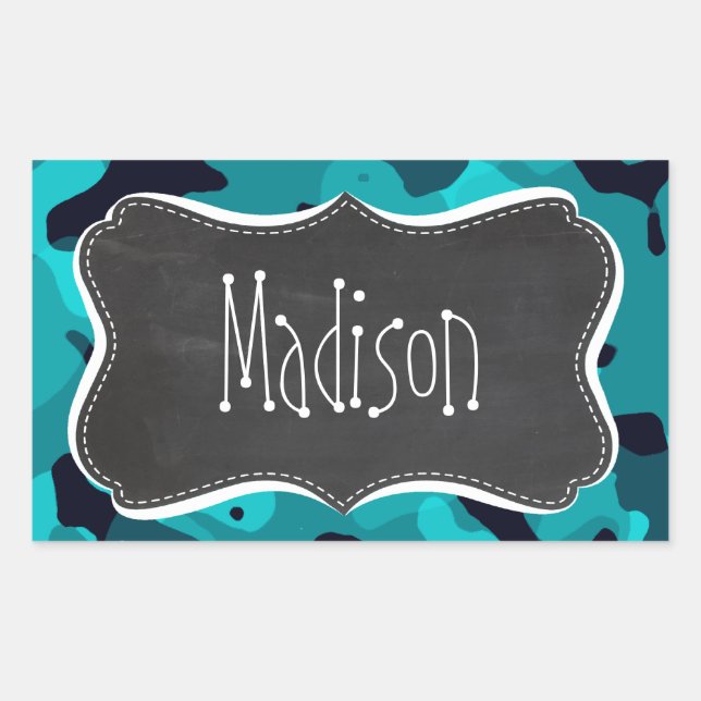 Dark Turquoise Camo; Chalkboard look Sticker (Front)