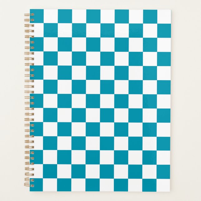 Dark turquoise chequered  planner (Front)
