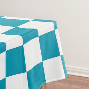 Dark turquoise chequered tablecloth