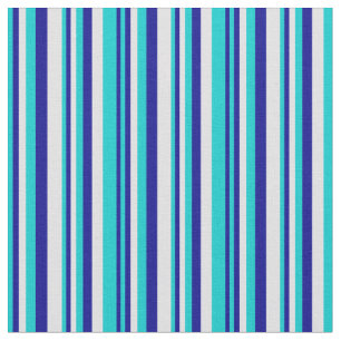 Dark Turquoise, Dark Blue, and Lavender Stripes Fabric