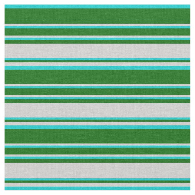 Dark Turquoise, Dark Green & Light Grey Lines Fabric (Close Up)