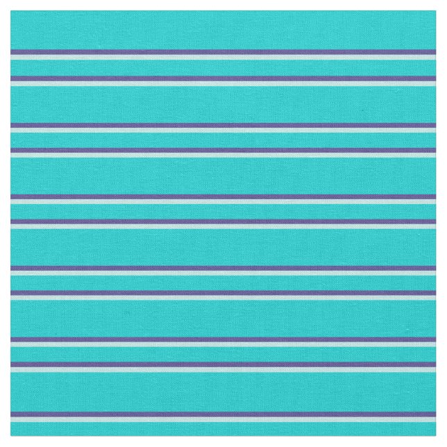 Dark Turquoise, Dark Slate Blue & Turquoise Lines Fabric (Close Up)
