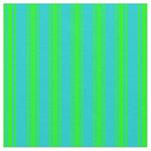 Dark Turquoise & Lime Coloured Lined Pattern Fabric