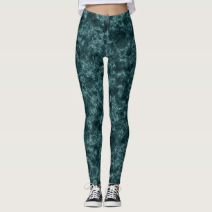Dark turquoise , marble leggings