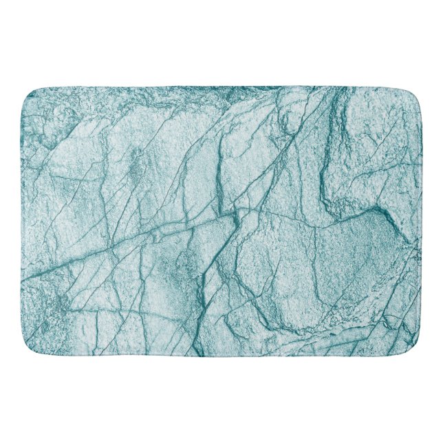 Dark Turquoise Marble Look Bath Mat (Front)