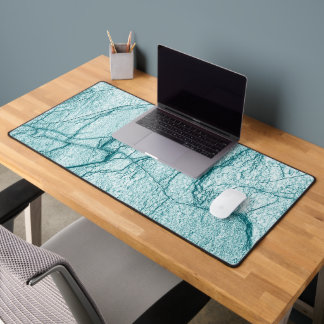 Dark Turquoise Marble Look Desk Mat