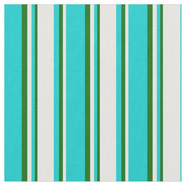 Dark Turquoise, Mint Cream & Dark Green Coloured Fabric (Close Up)
