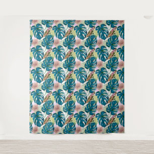 Dark turquoise monstera. Tapestry