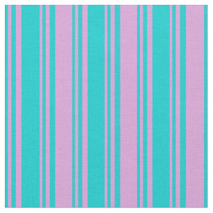 Dark Turquoise & Plum Lines Fabric