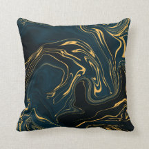 Dark Turquoise Teal Gold Black Rich Abstract Art
