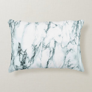 Dark Turquoise Vein Marble Look Decorative Pillow