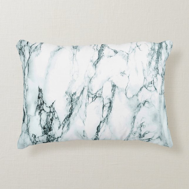 Dark Turquoise Vein Marble Look Decorative Pillow (Front)