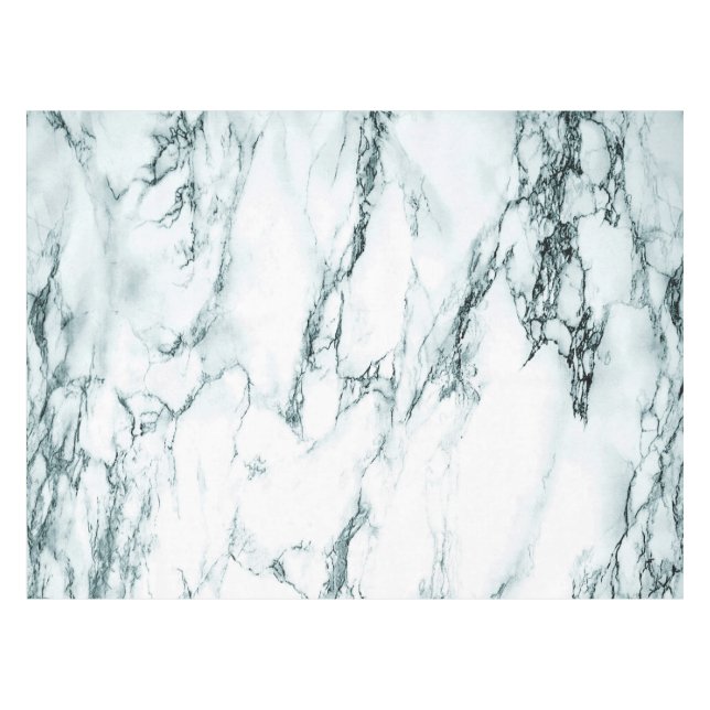 Dark Turquoise Vein Marble Look Tablecloth (Front (Horizontal))