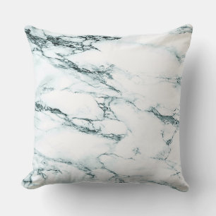 Dark Turquoise Vein Marble Look Throw Pillow