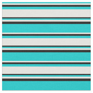 Dark Turquoise, White, and Black Lines Fabric