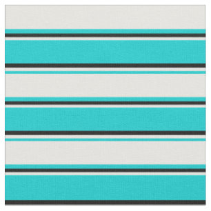 Dark Turquoise, White & Black Coloured Pattern Fabric