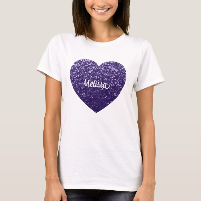 Dark ultra violet purple glitter sparkle Customize T-Shirt (Front)