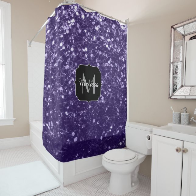 Dark ultra violet purple glitter sparkles Monogram (In Situ)