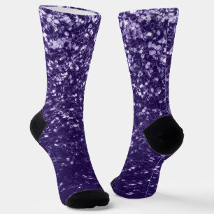Dark ultra violet purple glitter sparkles socks