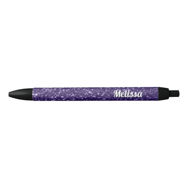 Dark ultra violet purple sparkles Personalize Black Ink Pen (Front)