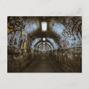 Dark underground tunnel postcard