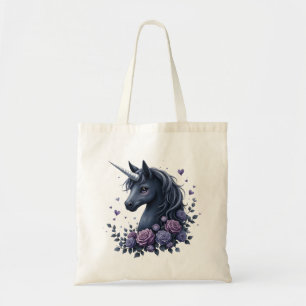 Dark Unicorn Portrait in a Round Frame Tote Bag