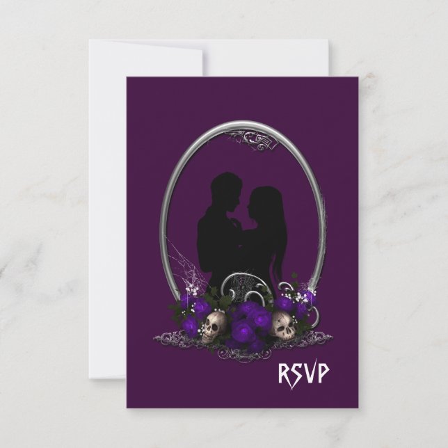 Dark Union Vampire Goth Wedding RSVP Card (Front)