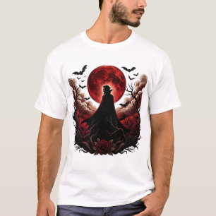 Dark Vampire Red Moon Gothic Halloween T-Shirt