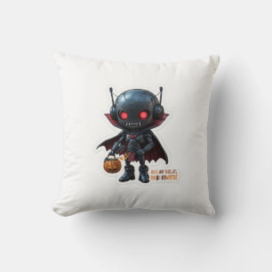 Dark Vampire Robot Halloween Creepy Cute Sci-Fi Throw Pillow