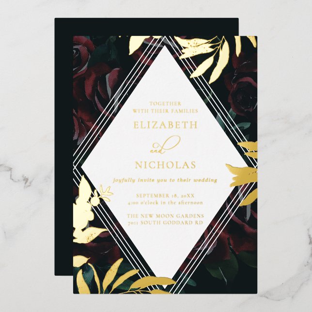 Dark Velvet Burgundy Rose | Autumn Winter Wedding  (Front/Back)