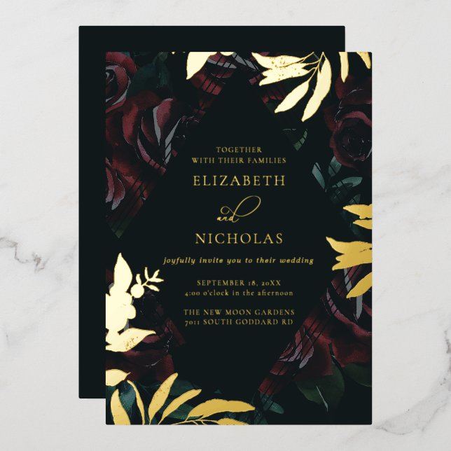 Dark Velvet Burgundy Rose | Autumn Winter Wedding (Front/Back)
