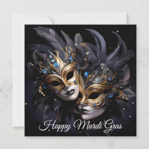 Dark Venetian Mask Carnival Mardi Gras Holiday Card