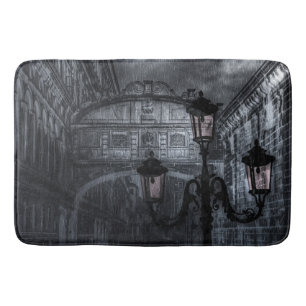 Dark Venice Rain Bridge of Sighs at Night Bath Mat