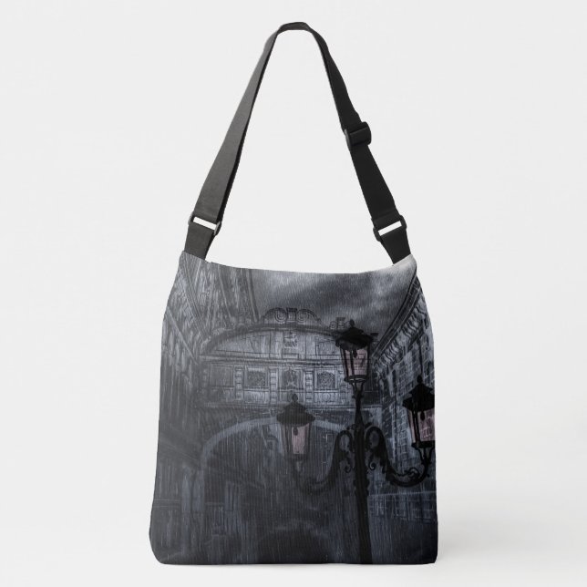 Dark Venice Rain Bridge of Sighs at Night Crossbody Bag (Front)