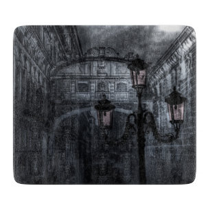 Dark Venice Rain Bridge of Sighs at Night Cutting Board