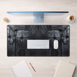 Dark Venice Rain Bridge of Sighs at Night Desk Mat