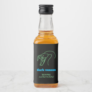 Dark Venom with Bite - Snake Head and Fangs Liquor Bottle Label