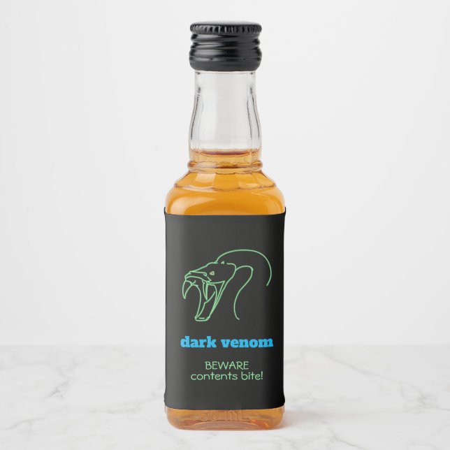 Dark Venom with Bite - Snake Head and Fangs Liquor Bottle Label (Front)