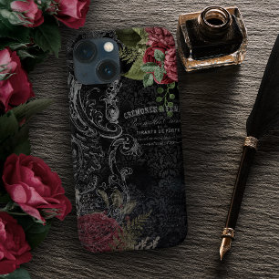 Dark Victorian French Rose Ephemera iPhone 13 Mini Case