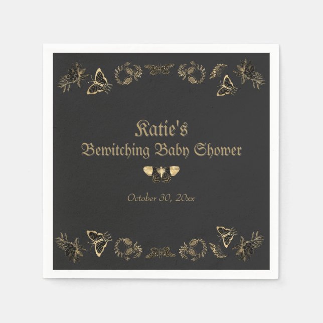 Dark Victorian Gothic Halloween Baby Shower Napkin (Front)